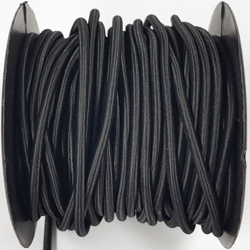 Rundstrikk 4 mm sort strikksnor - metervare