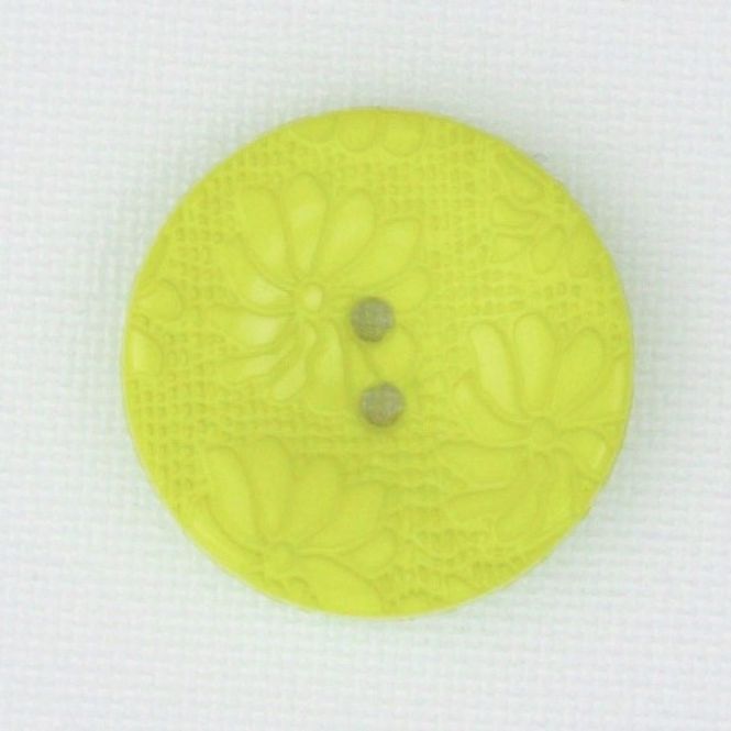 Hovedbilde Blomsterknapp sitron 15 mm plastknapp preget - ...