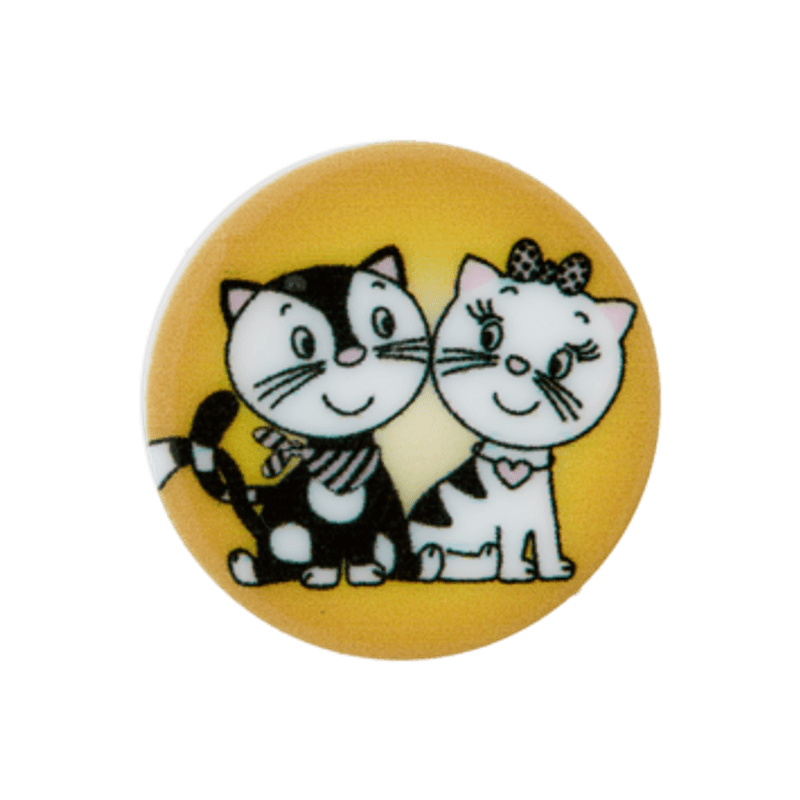 Barneknapp to katter oker 20 mm