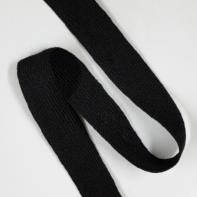 Hovedbilde Flettebånd 25 mm sort ullbånd strikkebånd