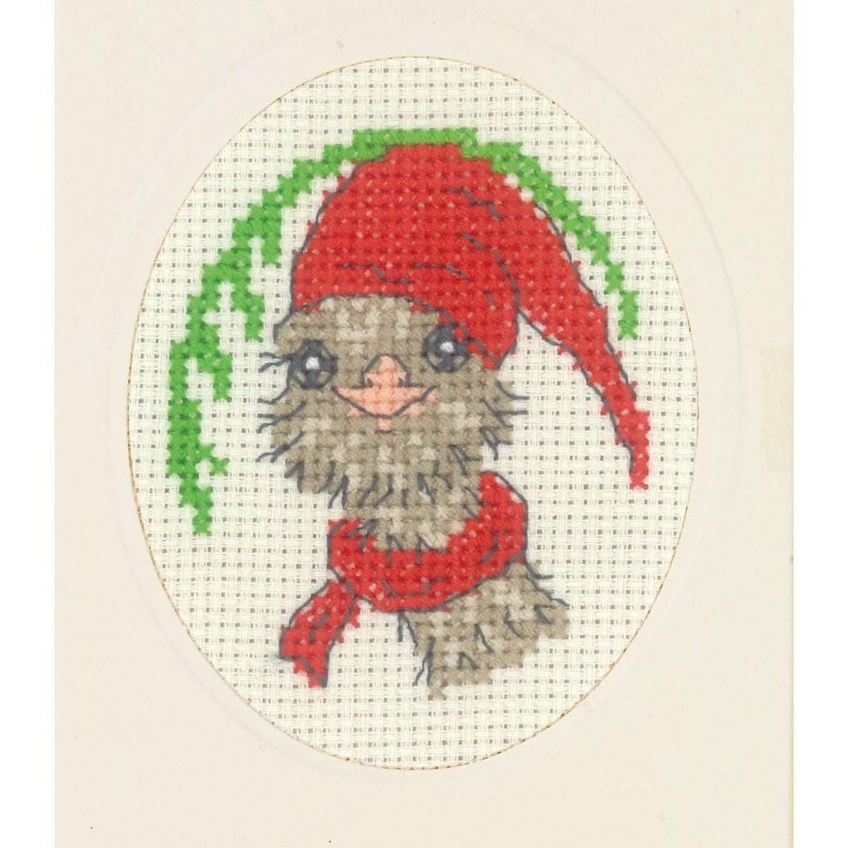 Julekort 9 x 13 cm julestrutsen broderipakke