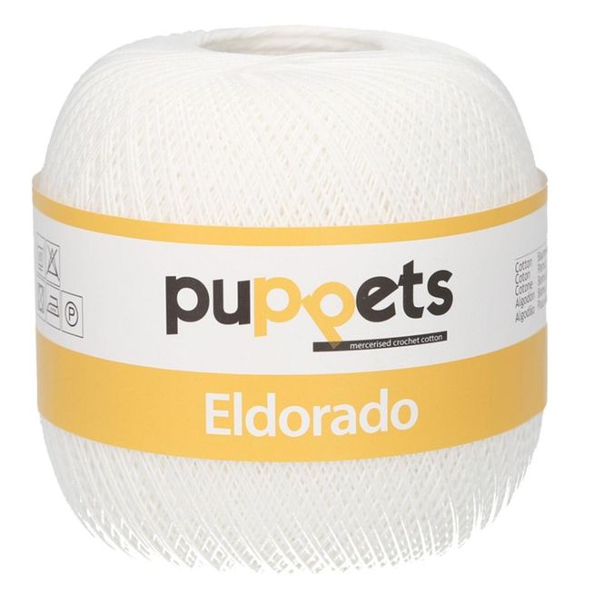 Hovedbilde Heklegarn No.16 hvit 100 gr. Eldorado Puppets