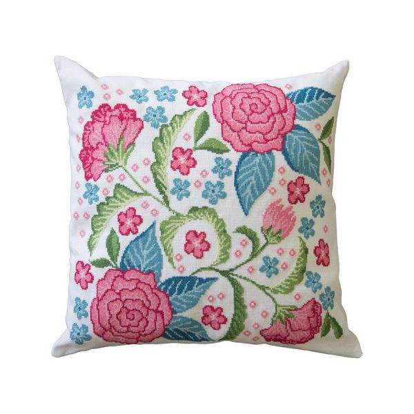 Hovedbilde Pute rosa peoner  40 x 40 cm - broderipakke 