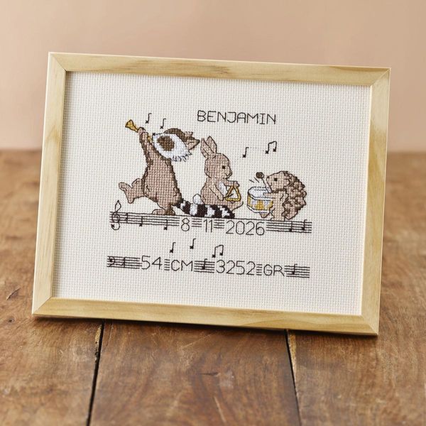 Hovedbilde Fødselsbilde Benjamin korssting 24 x 18 cm ...