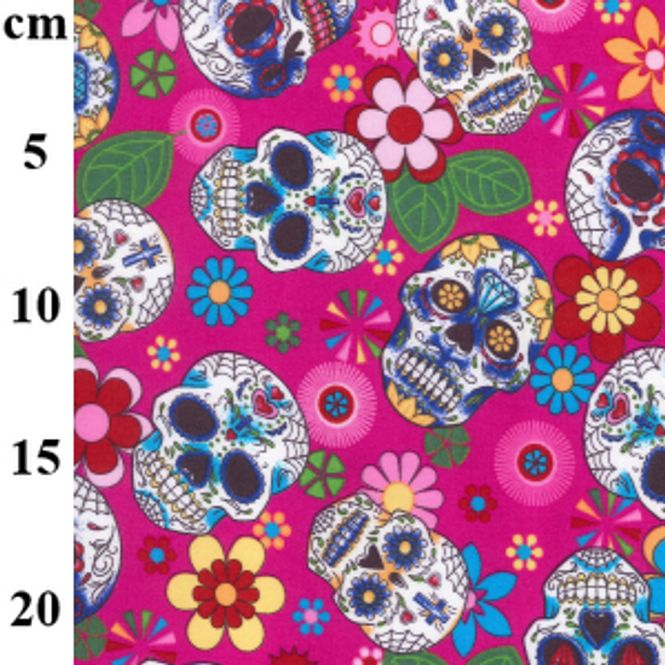 Hovedbilde Poplin Voodoo skaller og blomster på cerise ...