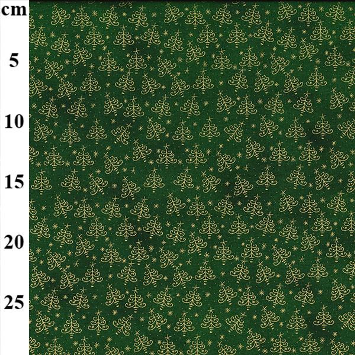 Jul grønn med gulltrær bomullstoff 