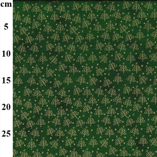 Hovedbilde Jul grønn med gulltrær bomullstoff 